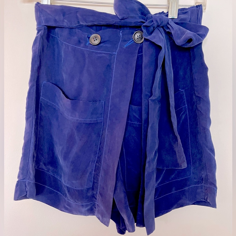 Blue silk shorts